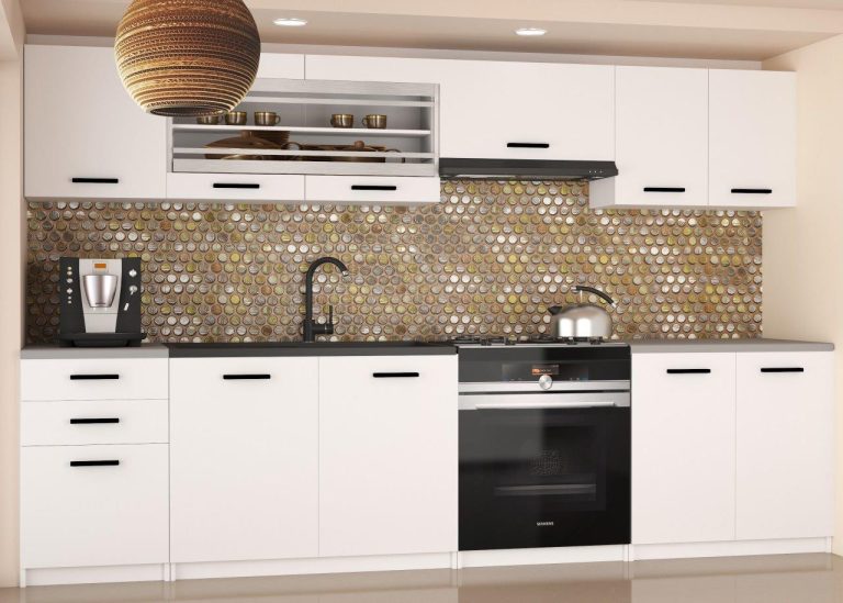 Mobili da cucina 240 cm bianchi opachi con piano di lavoro Produttore TOR MARIKA2/4/WT/WT/0/B1