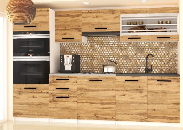 Mobili da cucina 240 cm in rovere Wotan rovere Sonoma con piano di lavoro Produttore TOR PAULA2/4/WT/DW/0/B1