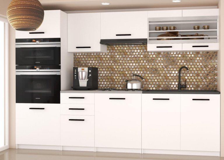 Mobili da cucina 240 cm bianchi opachi con piano di lavoro Produttore TOR PAULA2/5/WT/WT/0/B1