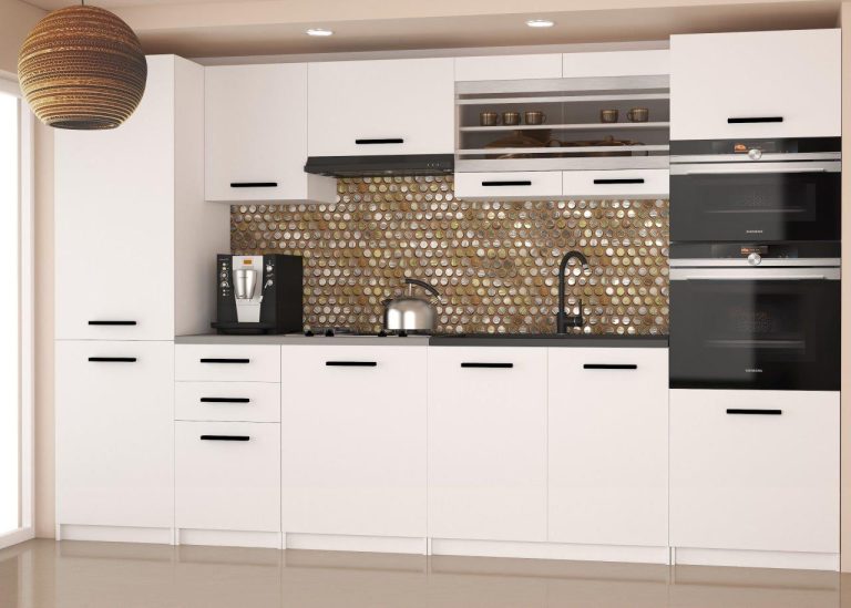 Mobili da cucina 300 cm bianchi opachi con piano di lavoro Produttore TOR SYNTKA2/7/WT/WT/0/B1
                                                        