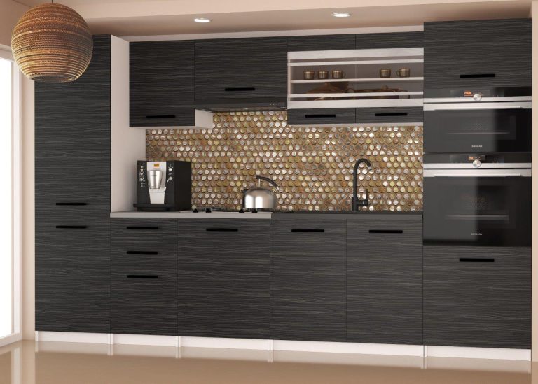 Mobili da cucina 300 cm nero ebano scuro senza piano di lavoro Produttore TOR SYNTKA2/7/WT/HK/BB/B1