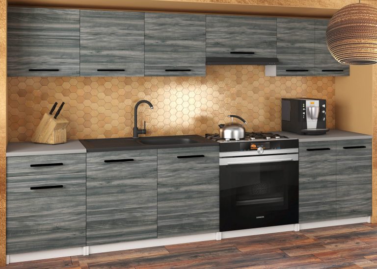 Mobili da cucina 240 cm grigio antracite grafite con piano di lavoro Produttore TOR UNIQA2/5/WT/GW1/0/B1