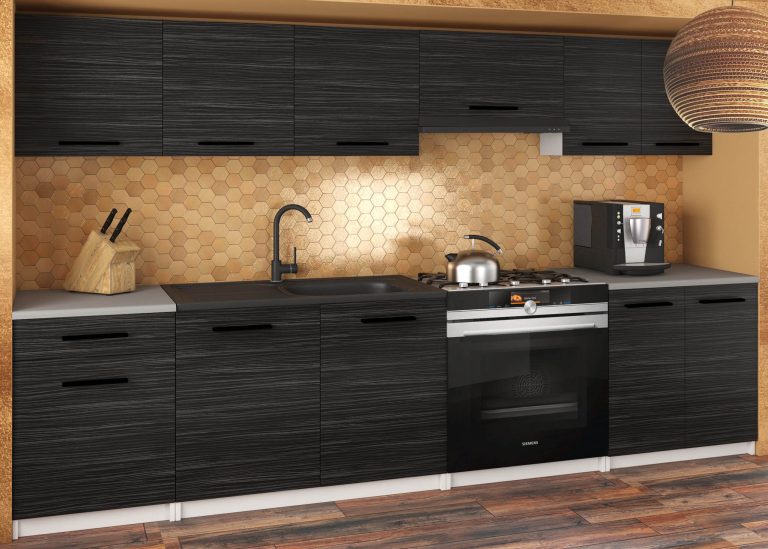 Mobili da cucina 240 cm nero ebano scuro senza piano di lavoro Produttore TOR UNIQA2/3/WT/HK/BB/B1