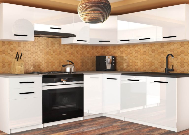 Mobili da cucina 360 cm bianchi lucidi senza piano di lavoro Produttore INF LIDIAUNIQA2/3/WT/W/BB/B1