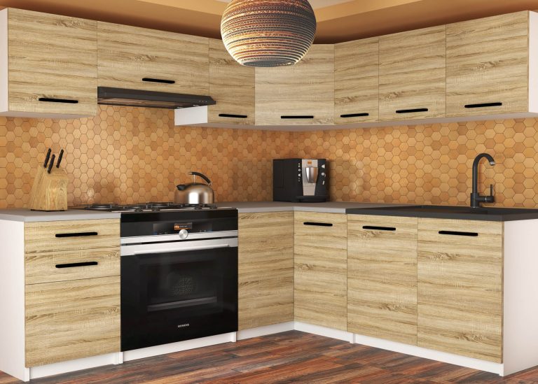 Mobili da cucina 360 cm in rovere Wotan rovere Sonoma senza piano di lavoro Produttore TOR LIDIAUNIQA2/3/WT/DS/BB/B1