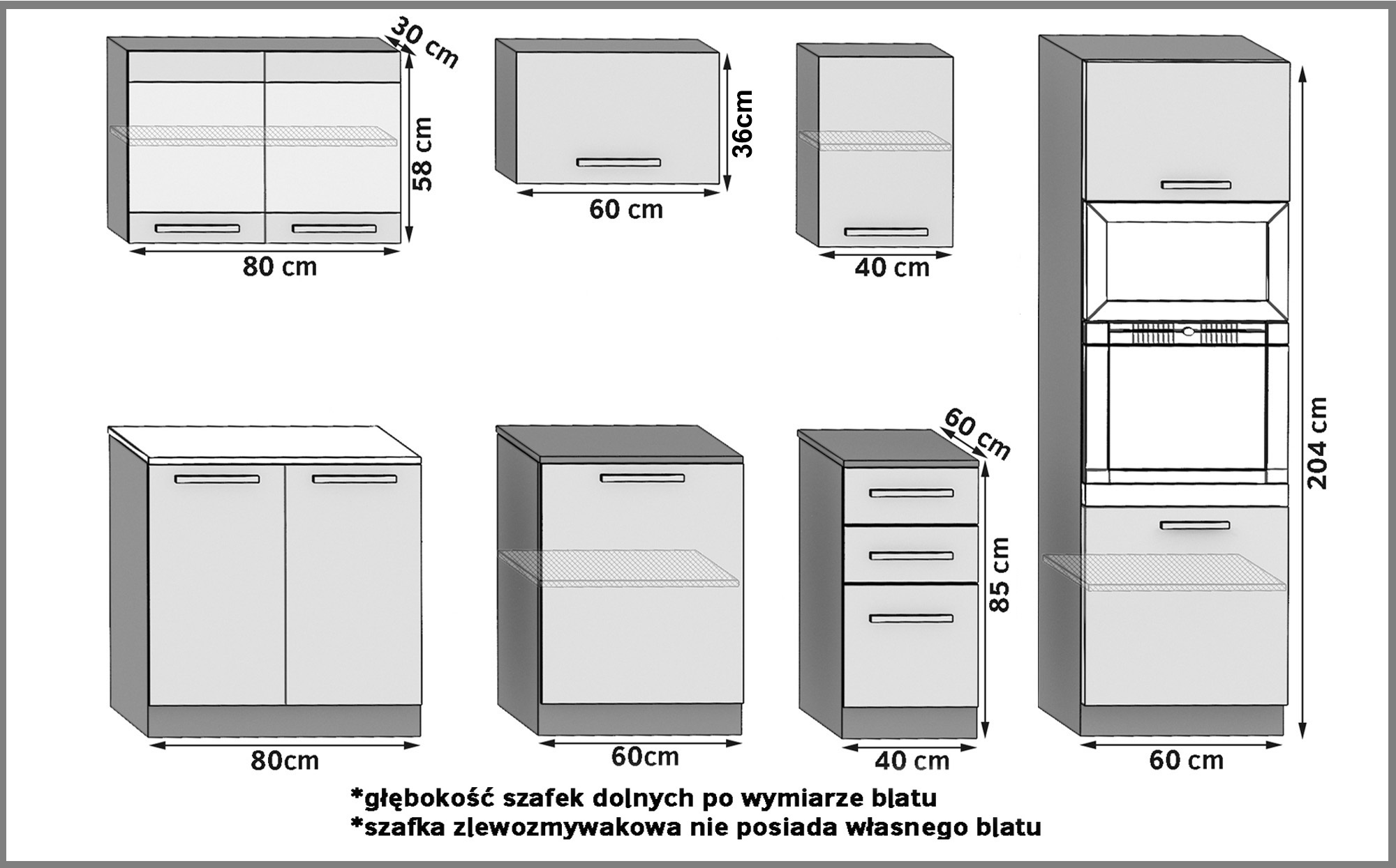 Mobili da cucina 240 cm grigio lucido con piano di lavoro Produttore INF PAULA2/4/WT/S/0/B1