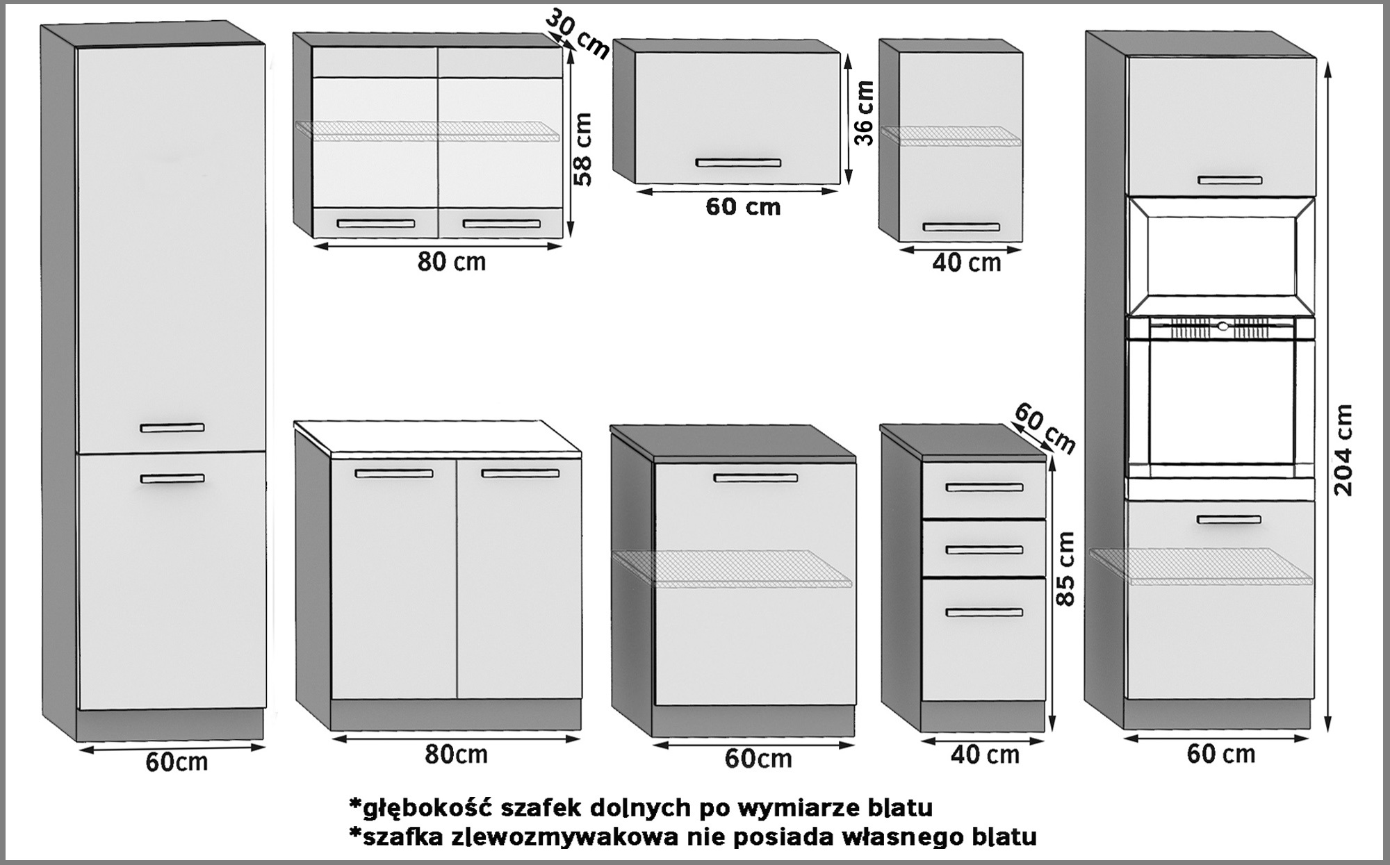 Mobili da cucina 300 cm bianchi lucidi con piano di lavoro Produttore INF SYNTKA2/5/WT/W/0/B1