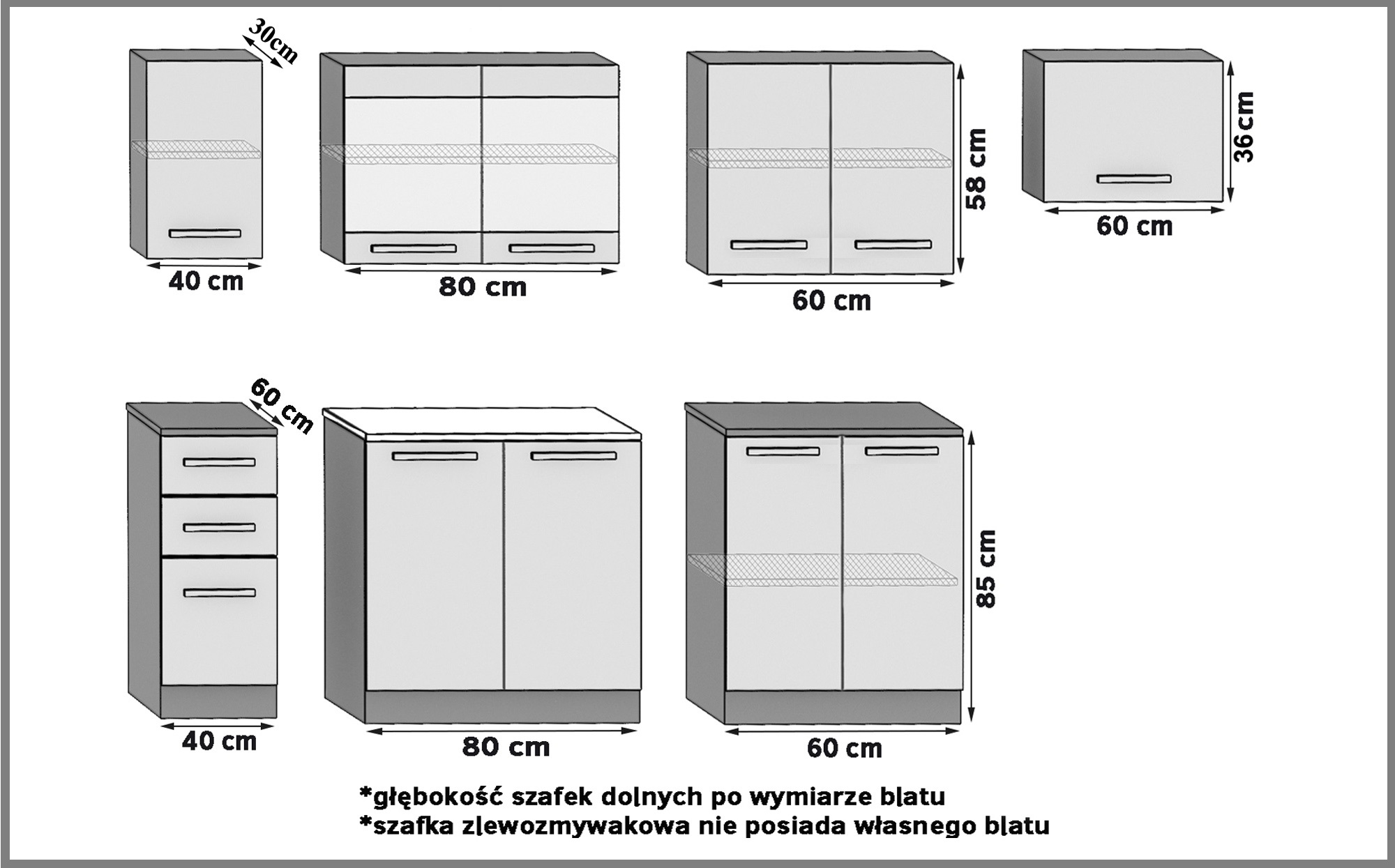 Mobili da cucina 240 cm grigio antracite grafite con piano di lavoro Produttore TOR ELLA2/3/WT/GW1/0/B1
