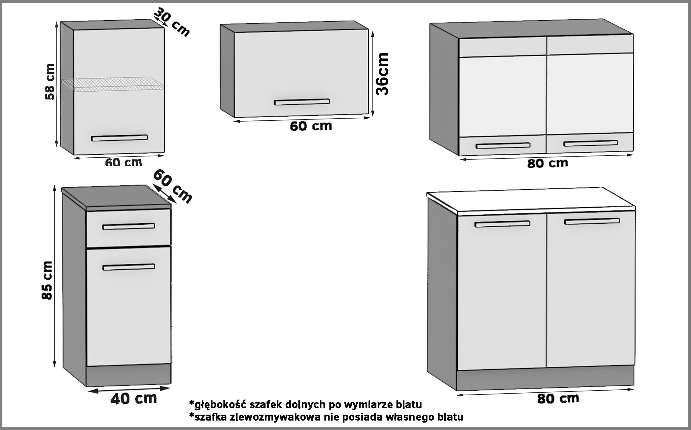 Mobili da cucina 180 cm grigio antracite grafite con piano di lavoro Produttore TOR SUPERUNIQA2/3/WT/GW1/0/B1