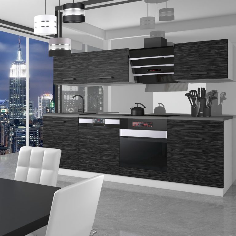 Belini Cucina Premium 240 cm royal ebony senza piano di lavoro LINDA Produttore TOR LINDA/0/WT/HK/0/B1