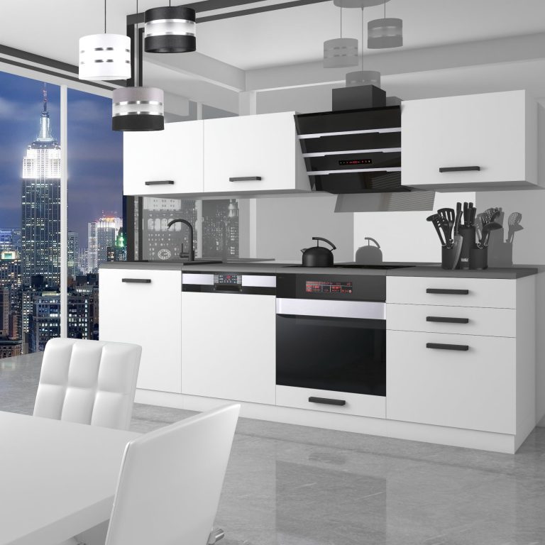 Belini Cucina Premium 240 cm bianco opaco senza piano di lavoro LINDA Produttore TOR LINDA/0/WT/WT/0/B1