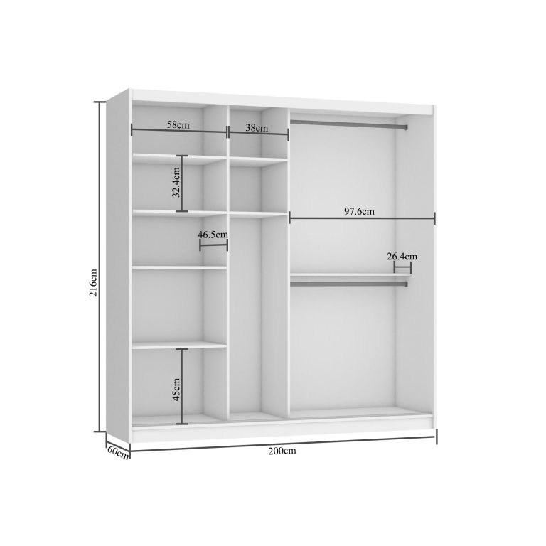 Armadio scorrevole 200 cm bianco opaco Produttore SI SZP1/2/W/W/0/AL