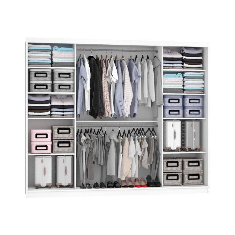 Armadio scorrevole 232 cm con specchio grigio opaco – Produttore MES PRIMO SZP4/2/1W/2SR1L/0/AL