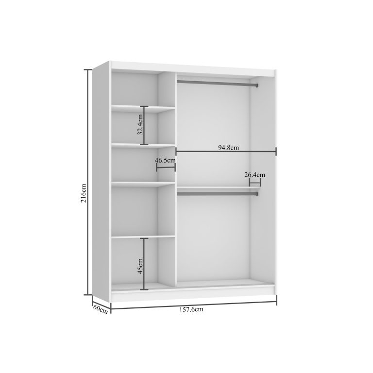 Armadio scorrevole 158 cm grigio acciaio lucido Produttore BM SZP3/2/B/W/S/HI