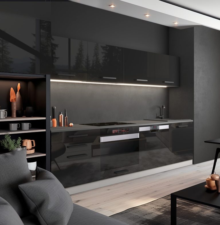 Belini Cucina Premium 240 cm nero lucido con piano di lavoro ALICE Produttore  INF ALICE/0/WT/B/B/ B1
