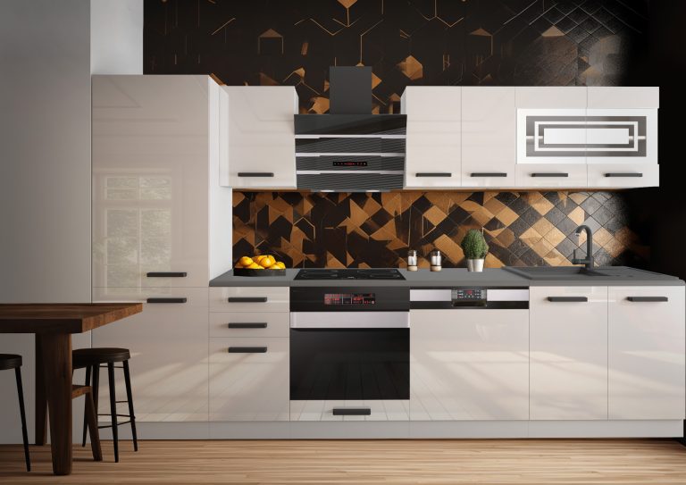 Belini Cucina Premium 300 cm piano di lavoro bianco lucido CINDY Produttore INF CINDY/0/WT/W/B/B1