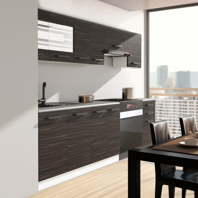 Belini Cucina Premium 240 cm royal ebony con piano di lavoro LILY Produttore TOR LILY/0/WT/HK/B/B1