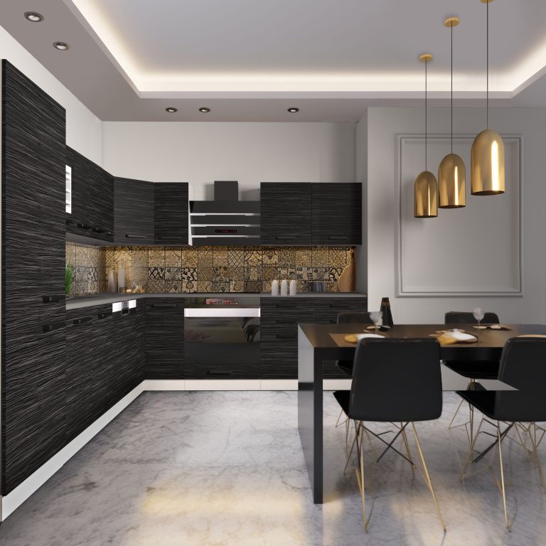 Belini Premium cucina ad angolo 520 cm royal ebano con piano di lavoro JULIE Produttore TOR JULIE/0/WT/HK/B/B1