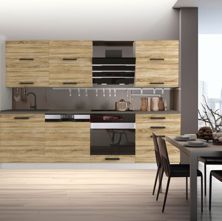 Belini Cucina Premium 240 cm rovere Sonoma con piano di lavoro MADISON Produttore TOR MADISON/0/WT/DS/B/B1