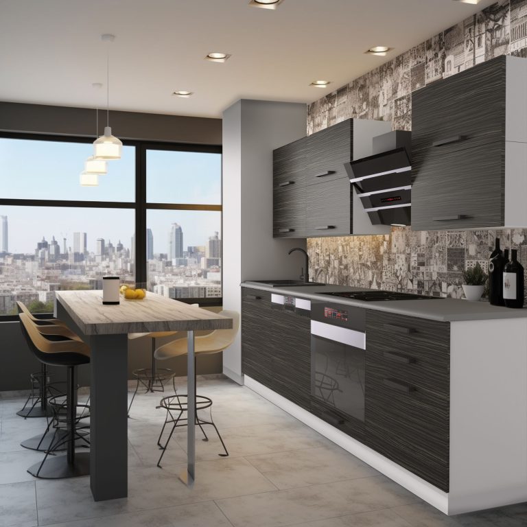 Belini Cucina Premium 240 cm royal ebony con piano di lavoro MADISON Produttore TOR MADISON/0/WT/HK/B/B1