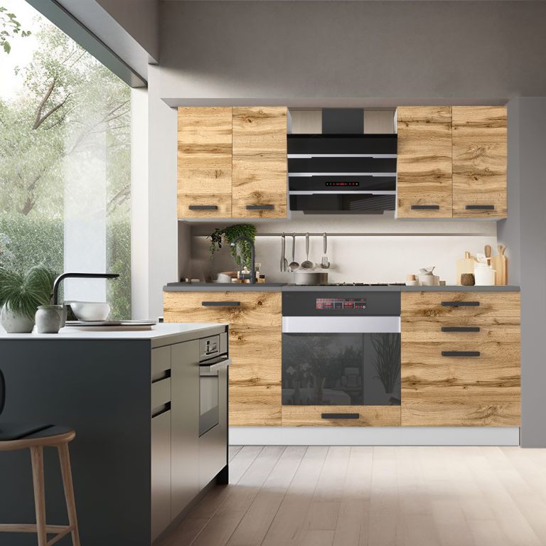 Belini Cucina Premium 180 cm rovere Wotan con piano di lavoro MARY Produttore TOR MARY/0/WT/DW/B/B1