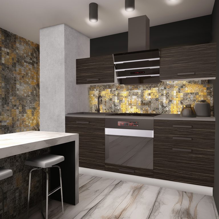 Belini Cucina Premium 180 cm royal ebony con piano di lavoro SOPHIA Produttore  TOR SOPHIA/0/WT/HK/B/B1