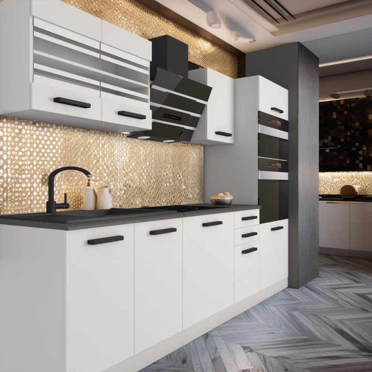 Belini Cucina Premium 240 cm bianco opaco con piano di lavoro TRACY Produttore TOR TRACY/0/WT/WT/B/B1