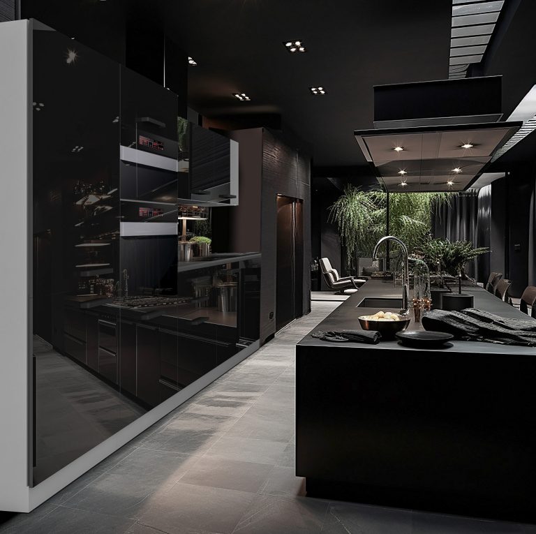 Belini Cucina Premium 300 cm nero lucido senza piano di lavoro GRACE Produttore INF GRACE/0/WT/B/0/B1