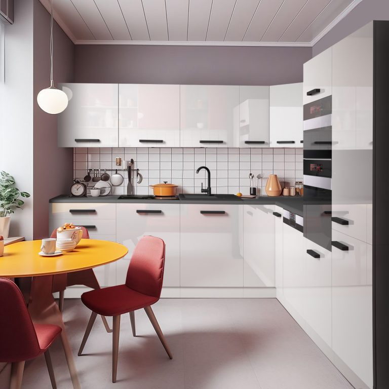 Belini Cucina ad angolo Premium 420 cm bianco lucido con piano di lavoro JANET Produttore INF JANET/0/WT/W/B/B1