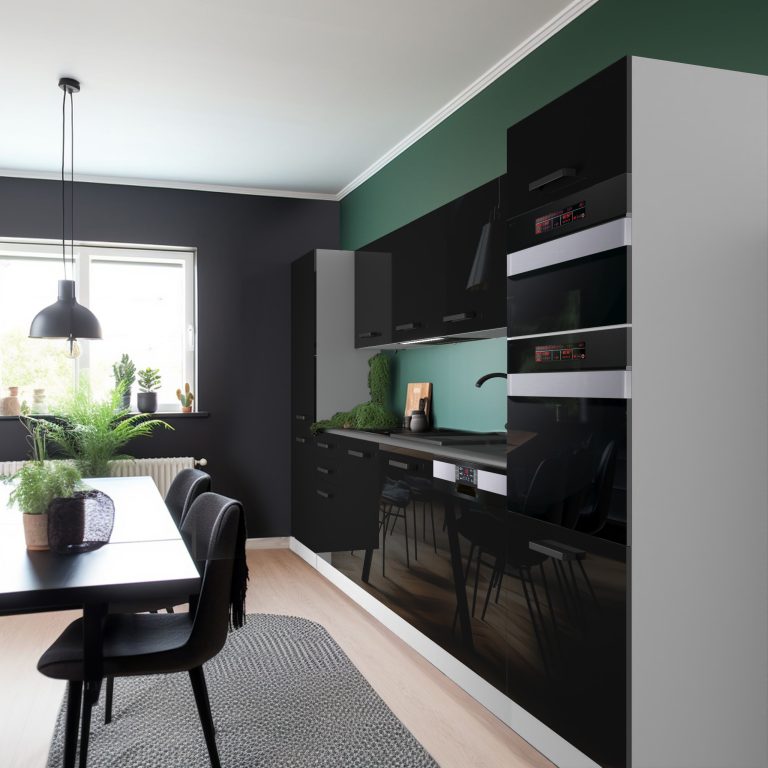 Belini Cucina Premium 360 cm nero lucido con piano di lavoro NAOMI Produttore INF NAOMI/0/WT/B/B/B1