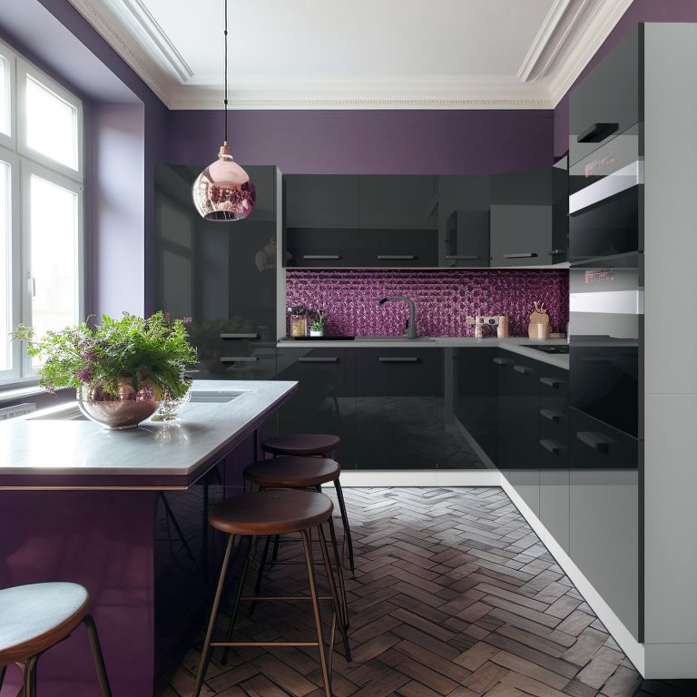 Belini Cucina angolare Premium 480 cm nero lucido con piano di lavoro STACY Produttore INF STACY/0/WT/B/B/B1