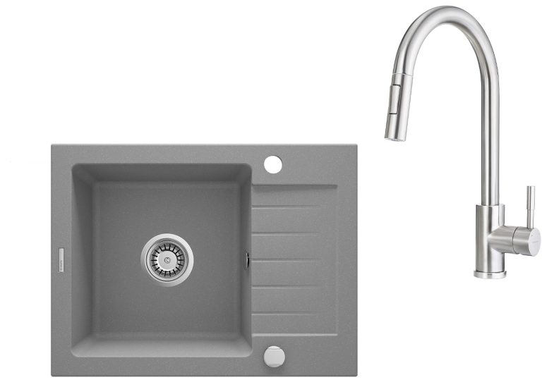 SET IN OFFERTA: Lavello in granito + Rubinetto da cucina con beccuccio estraibile ZQZ S11A / BBM F72M