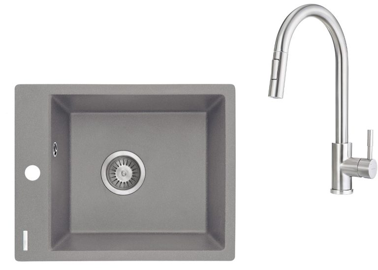 SET IN OFFERTA: Lavello in granito + Rubinetto da cucina con beccuccio estraibile ZRC S103 / BBM F72M