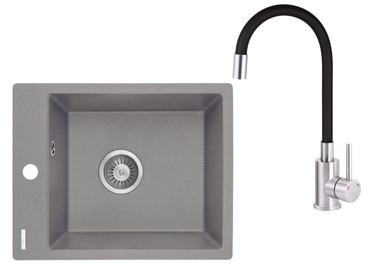 SET IN OFFERTA: Lavello in granito + Rubinetto da cucina con beccuccio flessibile ZRC S103 / BOC B720
