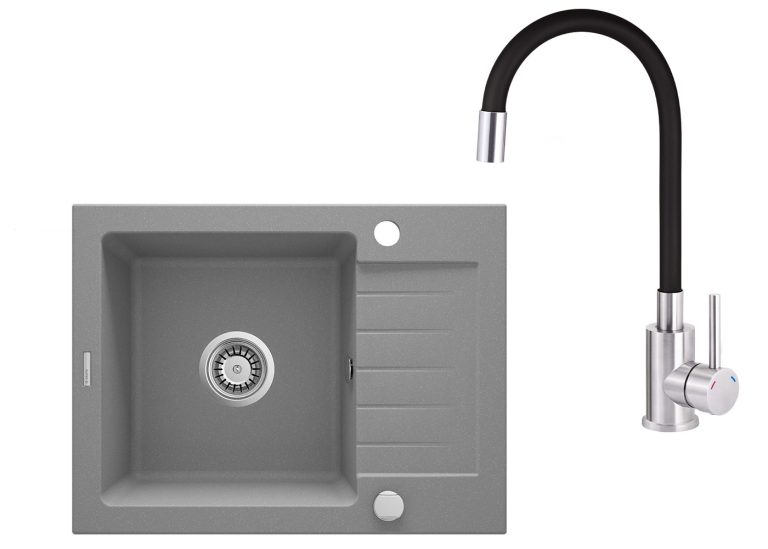SET IN OFFERTA: Lavello in granito + Rubinetto da cucina con beccuccio flessibile ZQZ S11A / BOC B720

