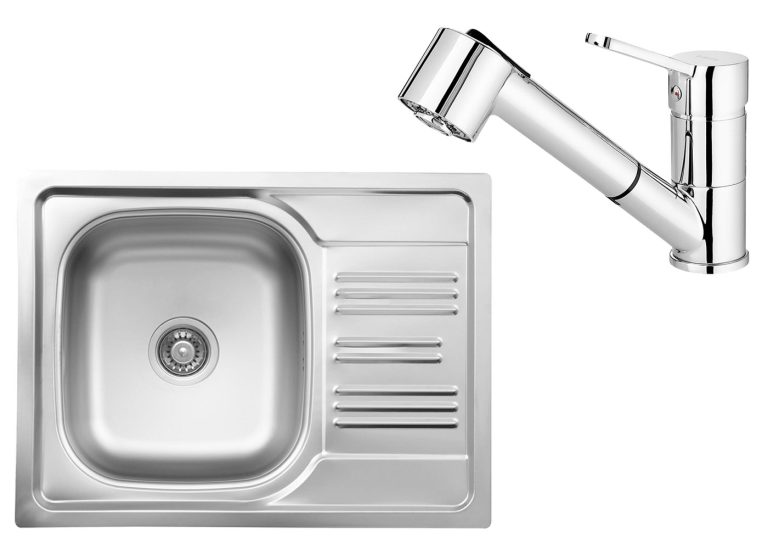 SET IN OFFERTA: Lavello in granito + Rubinetto da cucina con beccuccio estraibile ZEX 011A / BDN 071M