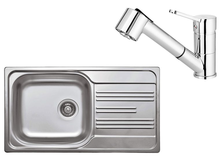 SET IN OFFERTA: Lavello in granito + Rubinetto da cucina con beccuccio estraibile ZEX 0113 / BDN 071M