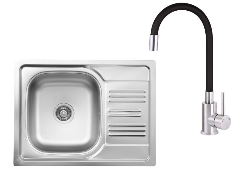 SET IN OFFERTA: Lavello in granito + Rubinetto da cucina con beccuccio flessibile ZEX 011A / BOC B720
