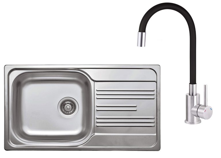 SET IN OFFERTA: Lavello in granito + Rubinetto da cucina con beccuccio flessibile ZEX 0113 / BOC B720
