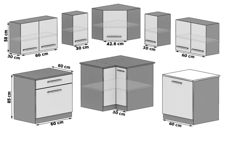 Mobili da cucina 300 cm bianchi lucidi senza piano di lavoro Produttore INF ARMIN/2/WT/W/BB/D