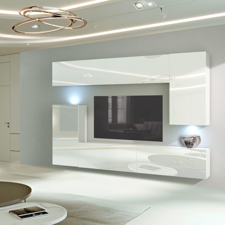 Parete attrezzata 250 cm Belini bianco lucido Imperium 8 Produttore IMP 8/5/W/W/0/0