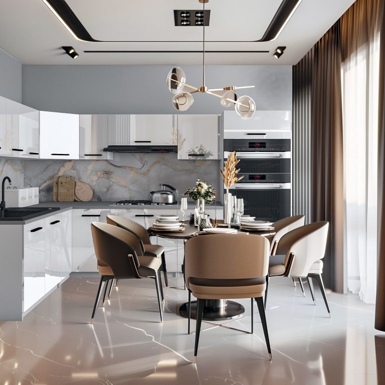 Mobili da cucina 420 cm bianco lucido con piano di lavoro Produttore INF UNIQAGRANDE/5/WT/W/0/B1