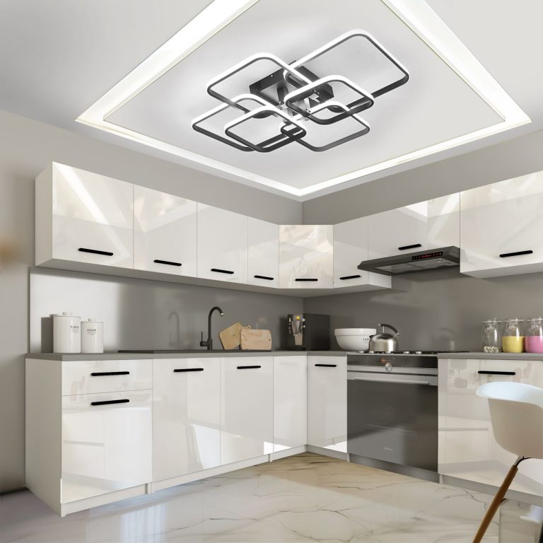 Mobili da cucina 420 cm bianchi lucidi con piano di lavoro Produttore INF UNIQAPLUS/4/WT/W/0/B1