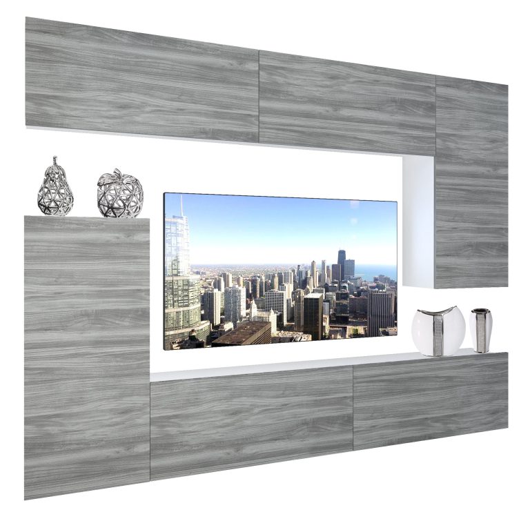 Parete attrezzata Belini Premium Versione completa Legno grigio antracite Glamour + Illuminazione LED Nexum 128 Produttore NEX 8/0/W/GW1/0/0/PP