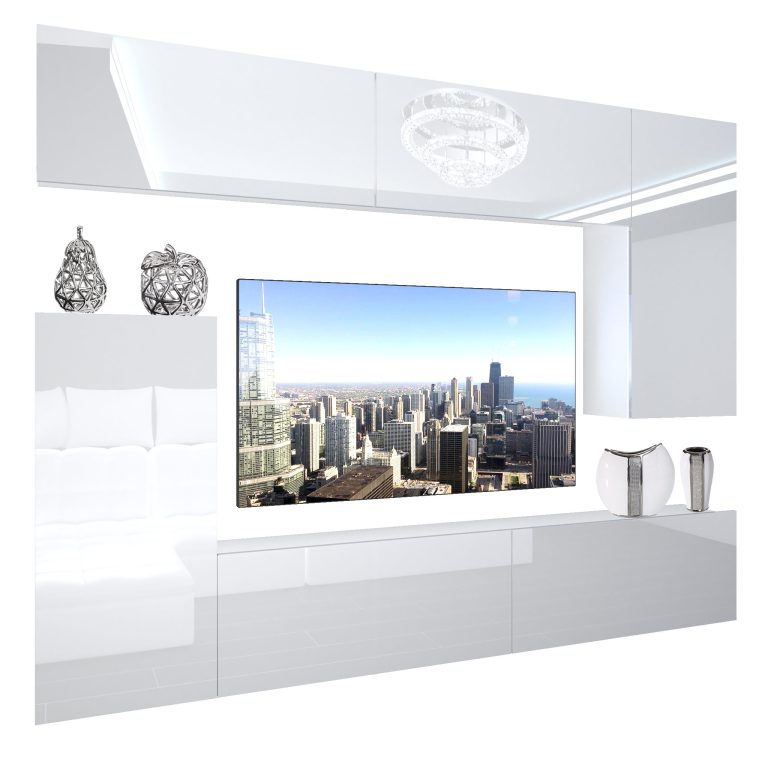 Parete attrezzata Belini Premium Versione completa Bianco lucido + Illuminazione LED Nexum 117 Produttore NEX 8/0/W/W/0/0/PP