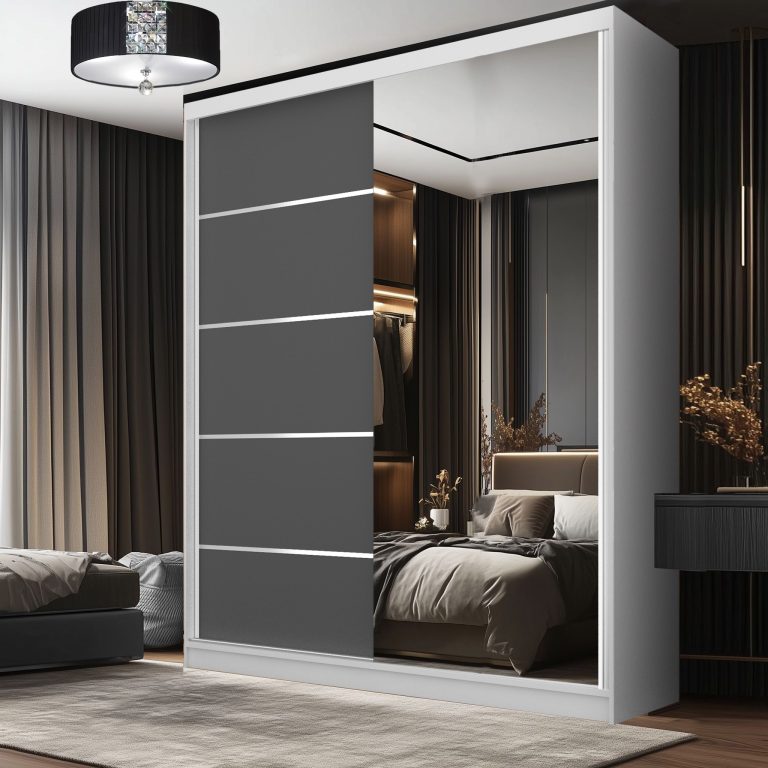 Armadio scorrevole SERENITY 158 cm in grigio opaco Produttore MBP SERENITY SZP7/0/W/SR/0/HIAL