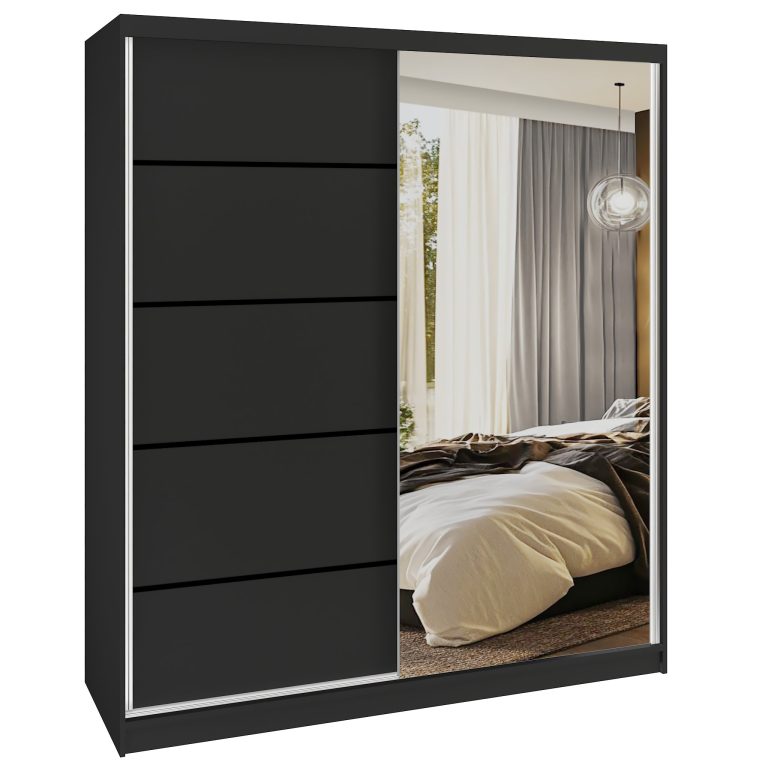 Armadio scorrevole SERENITY 158 cm nero opaco Produttore MBP SERENITY SZP7/0/B/B/0/HIAL