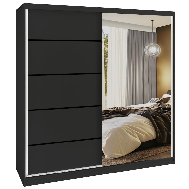 Armadio scorrevole SERENITY 200 cm nero opaco Produttore MBP SERENITY SZP5/0/B/B/0/HIAL