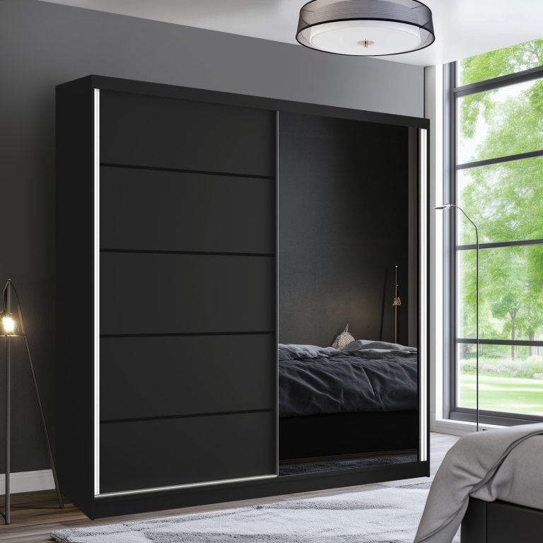 Armadio scorrevole SERENITY 200 cm nero opaco Produttore MBP SERENITY SZP5/0/B/B/0/HIAL