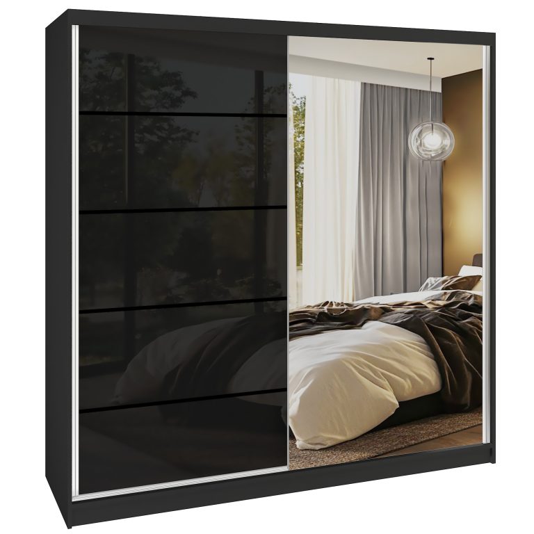 Armadio scorrevole SERENITY 200 cm nero lucido Produttore MGB SERENITY SZP5/0/B/B/0/HIAL